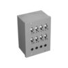 Metal switch panel with eight toggle switches labeled 1 to 8, designed for electrical control applications.
