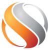 Abstract logo design featuring a stylized letter "S" in orange and silver, representing modernity and innovation.