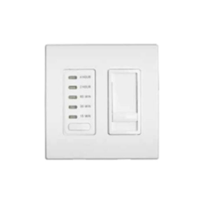 White wall switch with timer settings for 1 hour, 2 hours, 10 minutes, 30 minutes, and 15 minutes.