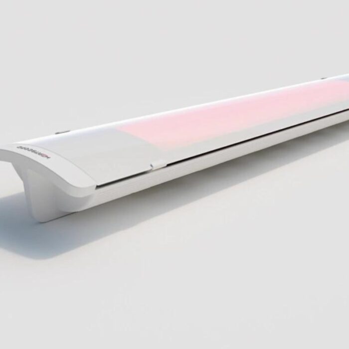 LED light bar with a sleek white design and a gradient pink illumination, suitable for modern interior lighting applications.