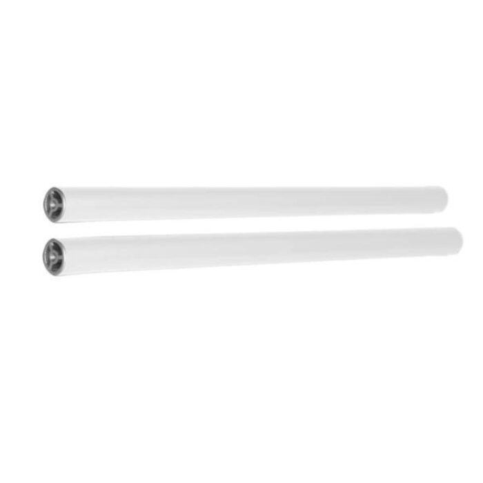 Two white fluorescent light tubes with metal end caps, ideal for home or office lighting solutions.