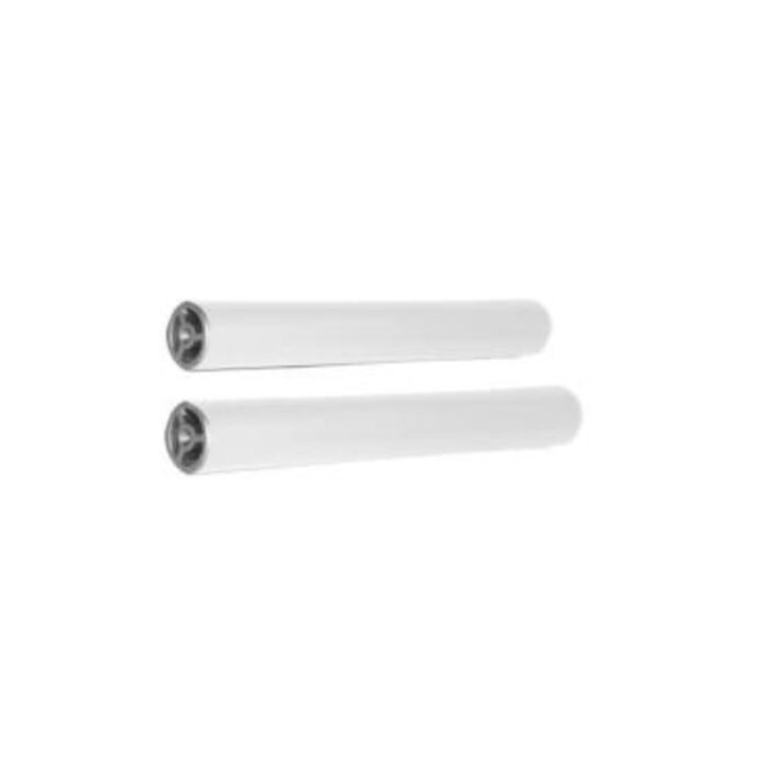 Two rolls of white adhesive film with gray cores, ideal for packaging and sealing applications.