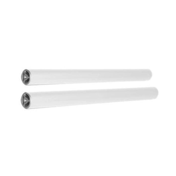 Two white paper rolls on cardboard cores, commonly used for art projects, crafts, or wrapping purposes.