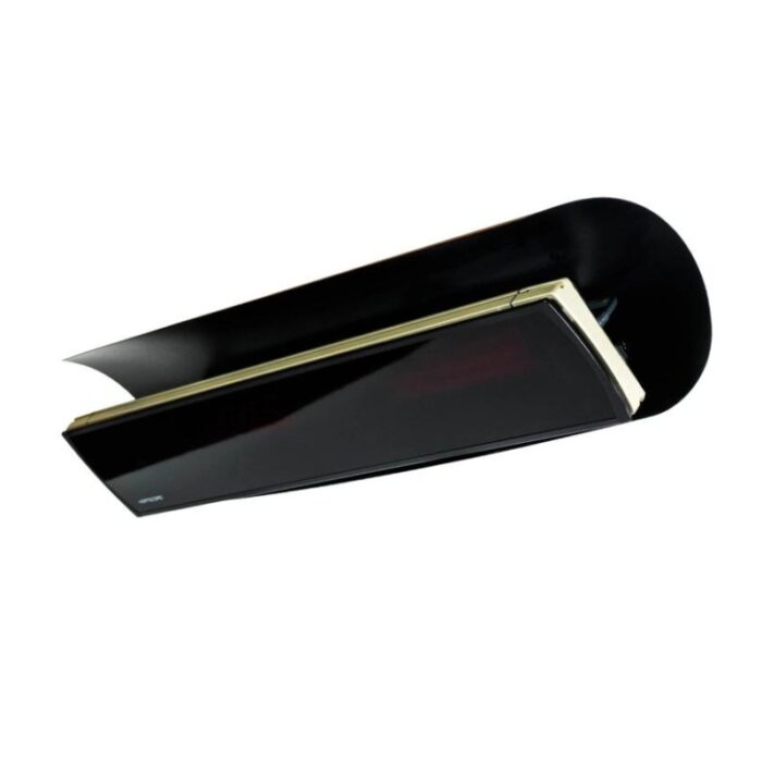 Wall-mounted infrared heater with a sleek black design, ideal for efficient indoor heating.