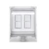 Clear plastic switch panel with four square buttons for electrical control.