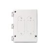 White electrical junction box with two oval openings for wiring connections, designed for wall mounting.