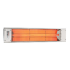 Infrared heater with a sleek stainless steel design and glowing orange heating elements, ideal for outdoor and indoor heating solutions.