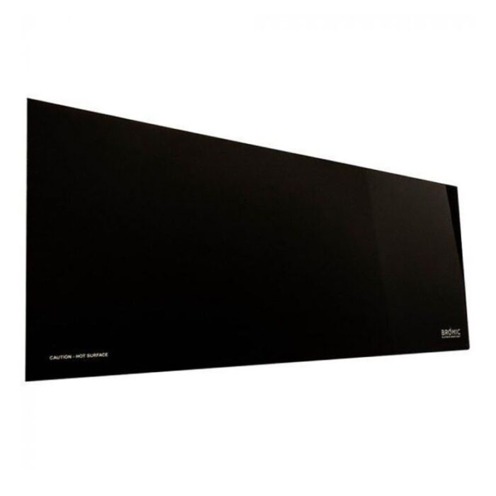 Black heating panel with a caution label indicating "Hot Surface," designed for efficient space heating.