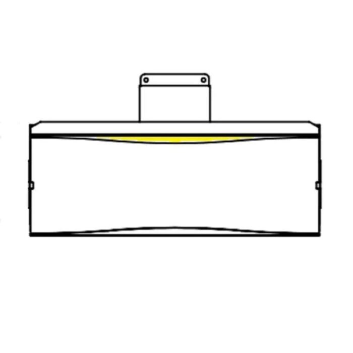 Linear LED light fixture design with a yellow accent, suitable for commercial or residential use.