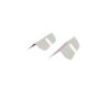 Two white plastic nail art tools designed for shaping and smoothing nails, featuring pointed ends for precision.