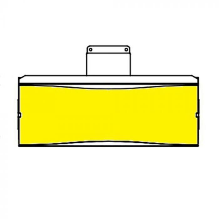 Yellow industrial light fixture design illustration on a white background.