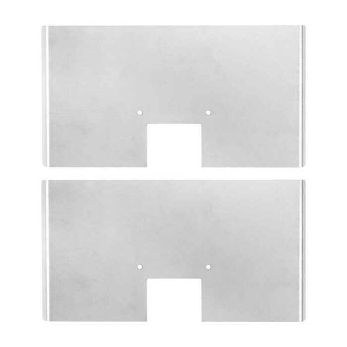 Aluminum brackets for mounting applications, featuring a cut-out design and pre-drilled holes for easy installation.