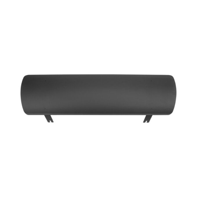 Black cylindrical exhaust pipe with mounting brackets, designed for automotive applications.
