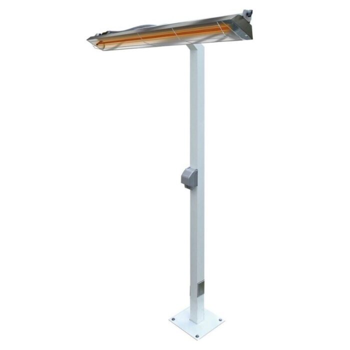 White 61-inch Infratech heater mounting pole with a sleek design, featuring an attached infrared heating element on top.