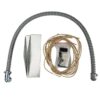 Electrical conduit kit including flexible metal conduit, metal straps, wiring, and electrical box components for installation.