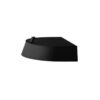 Black triangular lamp base with a sleek design and a single upright pole for support.