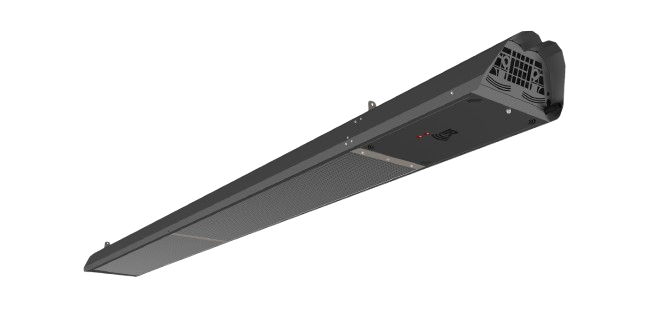 IR Energy evenTUBE ETS infrared tube heater in black, angled product view